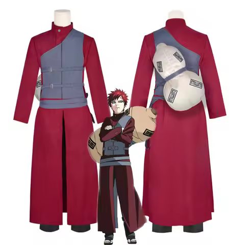 Anime Ninja Gaara Cosplay Costume Sand Waterfall Fifth Kazekage Red Hair Shinobi Ninja Set Wig Hallo