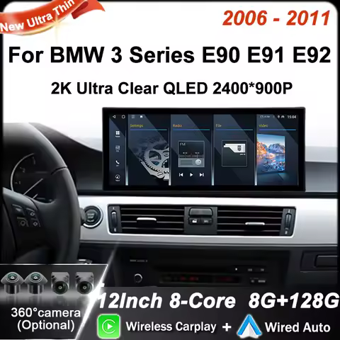 Android 14 E90 CarPlay For BMW 3 Series E90 E91 E92 2006-2011 without original screen Car Multimedia