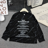 (ON SALE). Boys Loose Format Long-Sleeved T-shirt with HET BCAKS Letter Printed with Stone Pattern S