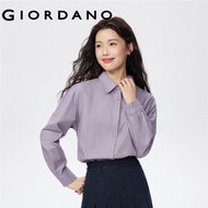 GIORDANO WOMEN Contrasting placket long sleeve oxford shirt 05345864