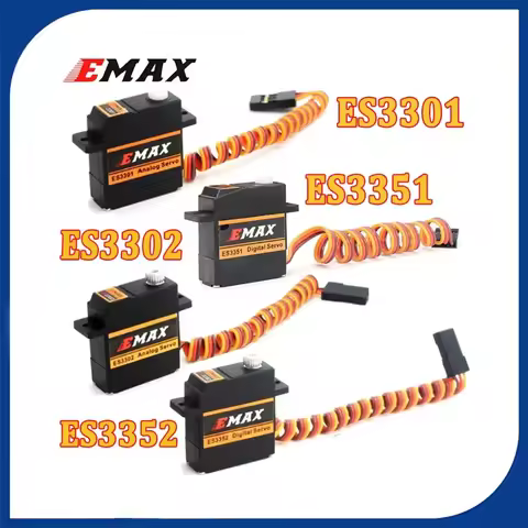 1PCS EMAX ES3301 ES3351 ES3302 ES3352 9mm 4.8 - 6V Analog Digital Servo Metal Gear Ideal for RC Glid