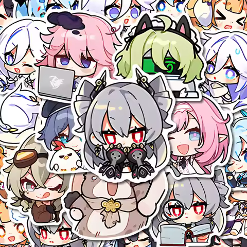 10/56Pcs Game Honkai Impact 3 Graffiti Stickers Cute Q-Version Character Mobius Elysia Decorative Wa