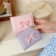 HARRIETT Bowknot Short Wallet, Polka Dot Large Capacity Student Simplicity Wallet, Sweet Dopamine Co
