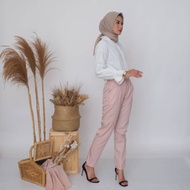 Baggy pants "Beige" RCP Material pants/ Wanita