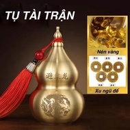 Bronze feng shui gourd gathering offers 20 gold sticks and 5 five emperor coins