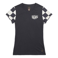 เสื้อยืดผู้หญิง เข้ารูป ไทรอัมพ์ ของแท้ Ladys Cotton T-Shirt Triumph Preston Black/Bone MTSS2320 แขน