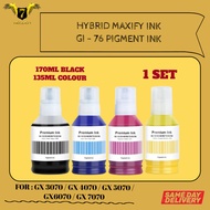 Premium Hybrid Refill Pigment Ink GI-76 GI76 Gi 76 for Canon MAXIFY GX6070 GX7070 (Black 170ml Color