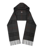 Burberry博柏利 格紋連帽 羊絨/山羊絨 圍巾 斗篷 男女同款 經典灰黑格子