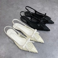 Women's Pointed Toe Mesh Lace Shoes with Beautiful Bows, High Quality Products [A98]