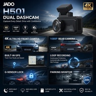 JADO H501 GPS Dashcam 4K Kamera Kereta Rekod Depan Belakang Recording Dashcam Free Hardwire Kit Dash