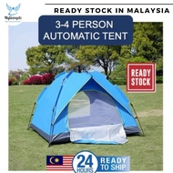 Mylilangels KMT AUTOMATIC EASY CAMPING TENT Khemah 3-4 Orang Senang Buka Dan Simpan Easy Pop up Collapsible Tent