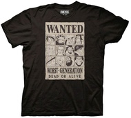 One Piece Men's Short Sleeve T-Shirt Wanted Dead Or Alive Worst Generation Bounty Poster Officially
