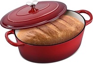 7 Quart Oval Dutch Oven with Lid, Leonyo 7QT Enameled Oval Cast Iron Dutch Oven for Sourdough Bread 