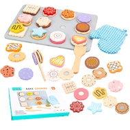 Wooden Cookie Play Food Set for Kids Kitchen Accessories Food Toys Pretend Play Slice and Bake Gift 