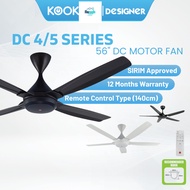 Ronghe Home Appliances KDK K14TE / K14QF / DESIGNER 56" DC motor Remote Control Ceiling Fan(Dark Grey/Black/White) Kipas Siling Syiling(KOOK)