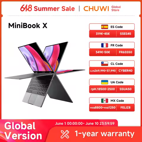CHUWI MiniBook X Intel N150 2-in-1 Tablet Laptop 16GB LPDDR5 512G SSD 10.51'' 2K FHD WiFi6 BT5.2 Ult