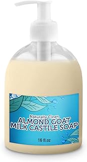 LandLSoap Almond Goat Milk Castile Liquid Soap for Face, Hand &amp; Body Wash- Hand-Made, Non-GMO, Made in USA, for Dry &amp; Sensitive Skin 16 oz