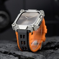 Fluororubber+Stainless Steel Kit for IWatch Series 11 10 46mm Metal Case Silicone Men Band For Iwatc
