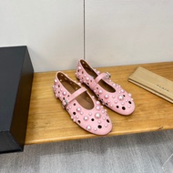 ALAIA New Style Hollow Ladies Pearl Retro Ballet Flat Shoes
