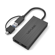 WAVLINK USB C or USB 3.0 to Dual HDMI Adapter, 4K and 1080p External Video Display, Compatible with