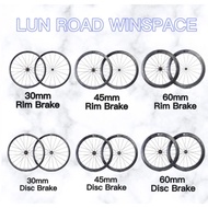 Winspace LUN carbon fibre wheelset 30mm 45mm 60mm