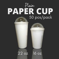 50Pcs Paper Cup Plain 16Oz And 22Oz With Dome Lid, Flat Lid Or Cup Only 3Ba