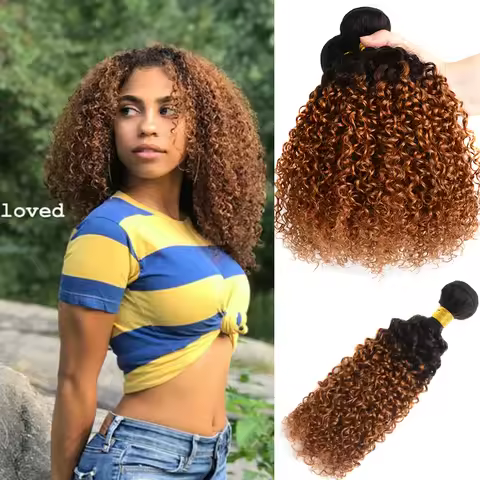 DreamDiana 10A Ombre Malaysian Hair T1B/30 10"-26" Remy Ombre Kinky Curly Hair 1/3/4 Bundles 100% Om