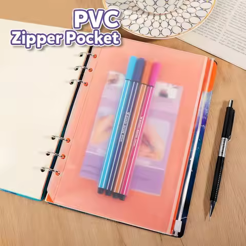 20Pcs A5 6 Ring Binder Pockets 3 Types Envelope,Zipper Closurek Bill Pouch For Filofax Organizer Cli