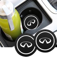 2pcs Car Coaster Water Cup Bottle Holder Anti-slip Pad Mat Silica Gel Waterproof For Infiniti Q50 Q6