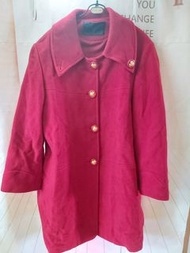 80%羊毛義大利CASHMERE AND WOOL 鮮紅色近新 長大衣外套，天冷特賣
