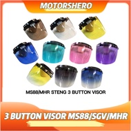 BGO VISOR MHR 3 MS88 SGV RIDER 3 DOT VISOR SMOKE SIANG MALAM PINK PURPLE YELLOW BLUE GREEN 2 TONE BL