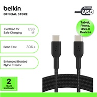 Belkin CAB004bt BoostCharge Braided USB-C to USB-C Cable 1M (iphone15,samsung,tablet,ipad)