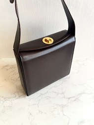 Celine咖啡色旋轉扣盒子包 斜背包 單肩包 側背包 中古包 二手包