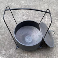 YQ31 Traditional Cast Iron Old Iron Top Pot Thickened Firewood Iron Hanging Pot Iron Pot Chicken Cooking Pot Stew Cookin