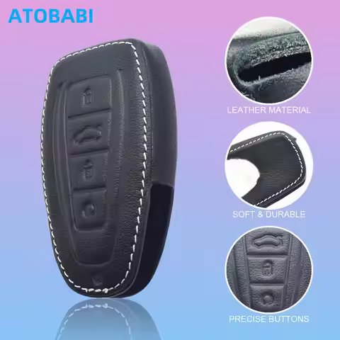Leather Car Key Cover Bag For Geely Monjaro KX11 Coolray SX11LA Geometry A C GE13 GE11 Smart Remote 