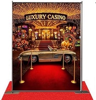 5x7ft Luxury Casino Photography Polyester Backdrop Golden Lights Royal Casino Theme Red Carpet Backg