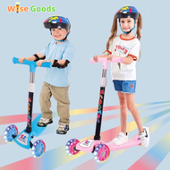 [HOT] 3-Wheel Smart Kick Scooter Foldable Scooter for Kids 3-Way Hight Adjustable &amp; Flashing LED with PU Wheels Scooter for Kids