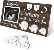 Yudarte Ultrasound Picture Frame 4x3 Inches with Baby Countdown Weeks Sonogram - Pregnancy Announcem