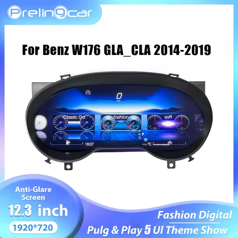 12.3'' Digital Cluster Dashboard For Mercedes Benz C GLA CLA W176 X156 117 C177 2014-2019 Ntg4.5 5.0