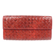 近全新 Bottega Veneta IntrecciatoRED皮革雙折長款皮夾 0665 [二手] BOTTEGA VENETA
