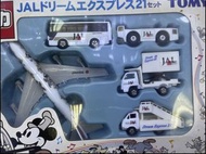 平讓 絕版 中古 Tomica JAL x Disney 日本航空 迪士尼 白色 巴士 貨車  金屬車仔及飛機 模型 1Set5架 套裝