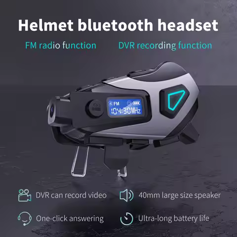 K10 Motorcycle Helmet Headset Bluetooth 5.4 Waterproof Earphone LCD Display Screen Stereo FM Radio 1