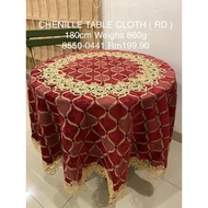 Chenille Round Table Cloth 180 cm Alas Meja Bulat