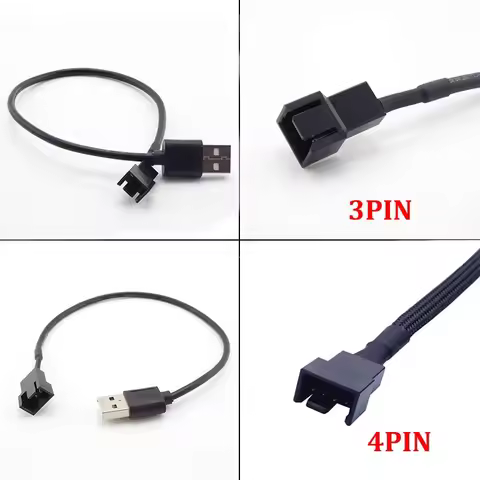 5V 30cm 3/4 Pin Computer PC Fan Power Cable Connector Adapter Connect 3pin Or 4pin Fan To USB Adapte