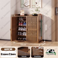 Mr.Bamboo Shoe Rack Bamboo Shoe Cabinet With Door Shoe Organizer 6/7/8 Layers Wooden Shoes Storage