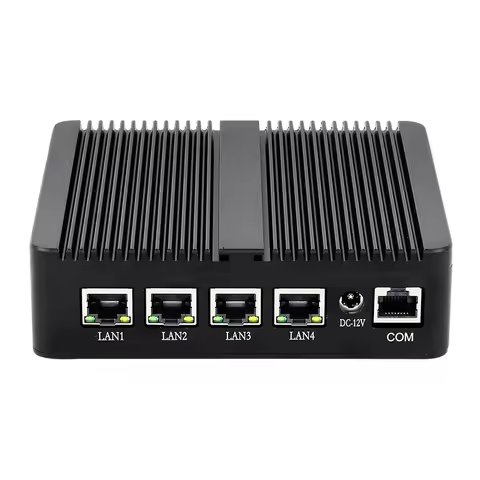 Fanless Mini PC Soft Router Intel Celeron J4125 Quad Cores 4x LAN 2.5G Intel i225V NIC Friewall Appl