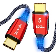 Thunderbolt 5ケーブル5フィート、USB4 V2ケーブル、120Gbps帯域幅、PD 240W、16K/8K 60Hz、4K 540Hz/240Hz、USB Cモニタービデオディスプレイケ