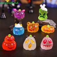AUGUSTINE 8pcs Pumpkin Ghost Miniatures, Micro Landscape Luminous Halloween Figurines, Cute Glow in 