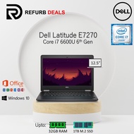 (WINDOWS 11 PRO) DELL LATITUDE E7270 CORE i7 (6th GEN )12.5" HD/ Up to 32GB RAM / 1 TB M.2 SSD/ REFU