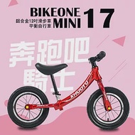 BIKEONE MINI17鋁合金平衡自行車12吋學步車滑步車童車打氣胎控制方向三色選擇紅色